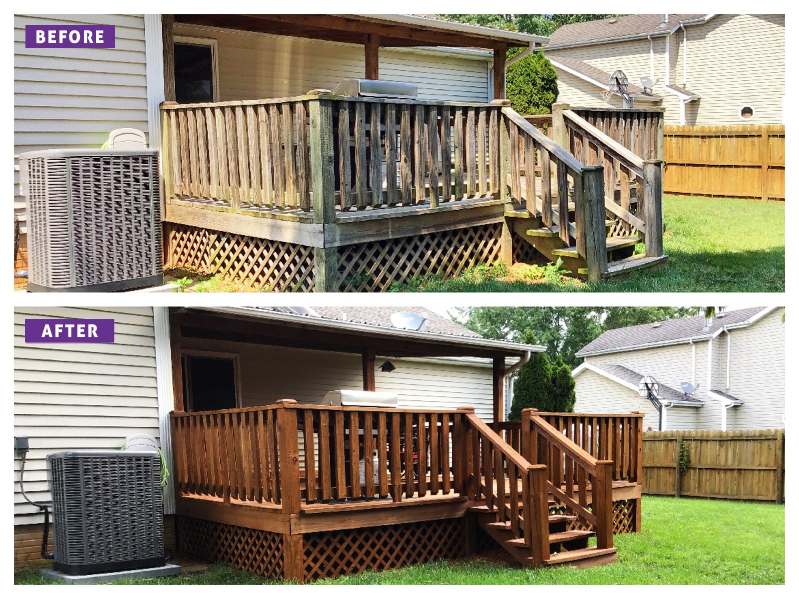 Renewed Wood Patio Before and After
