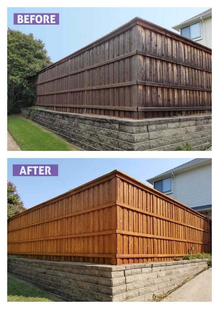 Renewed Wood Fence Before and After